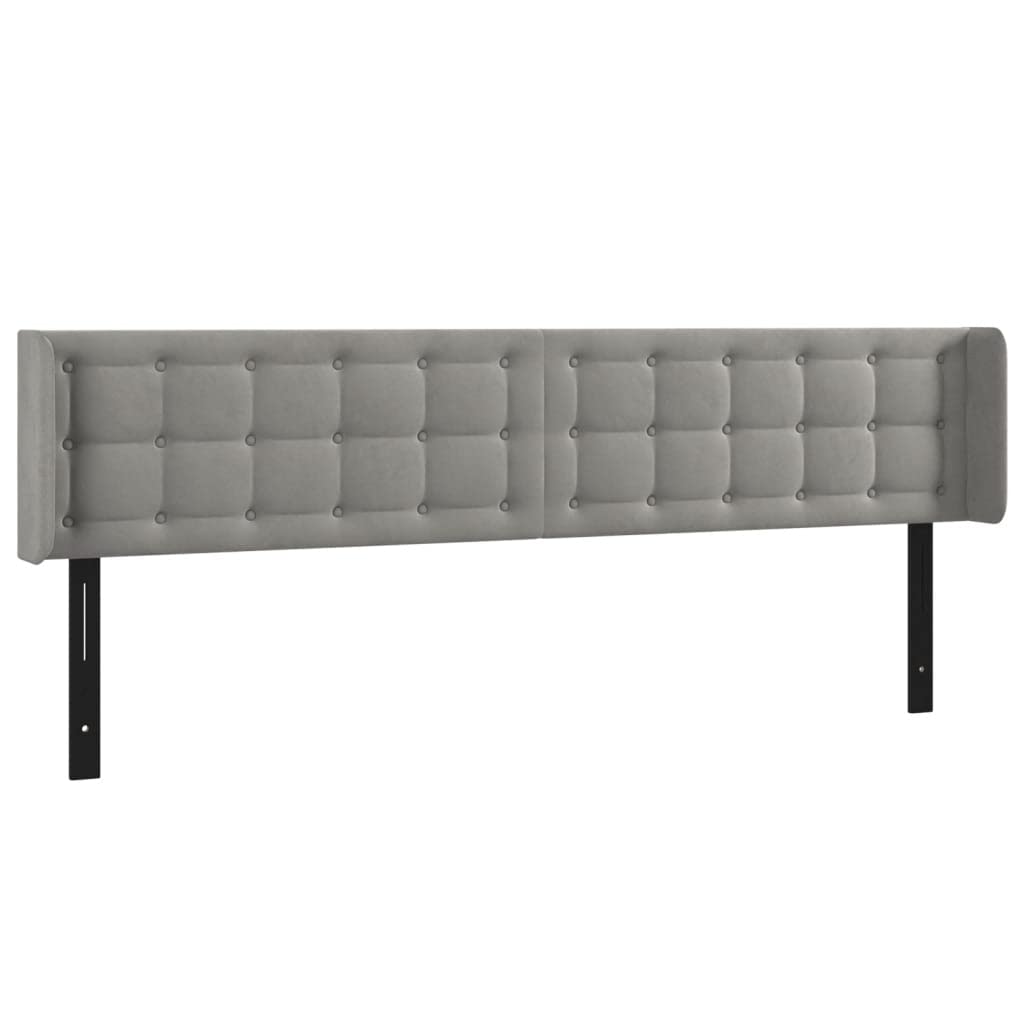 Vidaxl Led Headboard, Upholstered Headboard For Bed Home, Bed Headboard With Led Light, Bedroom Furniture, Light Gray 79.9"X6.3"X30.7"/34.6" Velvet